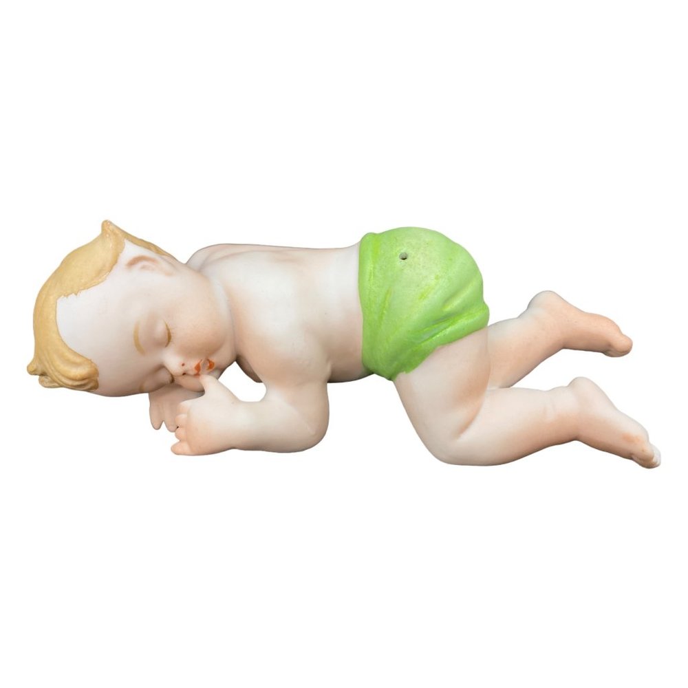 Vintage Sleeping Bisque Baby Green Diaper 5.5" Marked 6793C